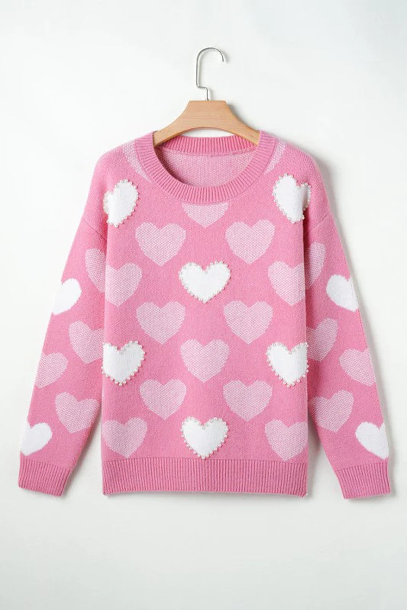 Valentine Heart Pearl Crewneck Sweater
