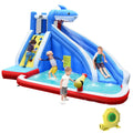 Inflatable Water Slide Shark Bounce House Castle Splash Water Pool W/750W Blower