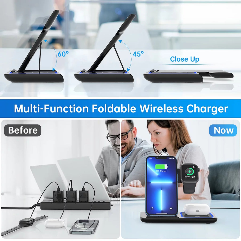 Ultimate 3-in-1 Wireless Charger Station - 18W Fast Charging for iPhone Pro Max/Plus, Compatible with Apple Watch