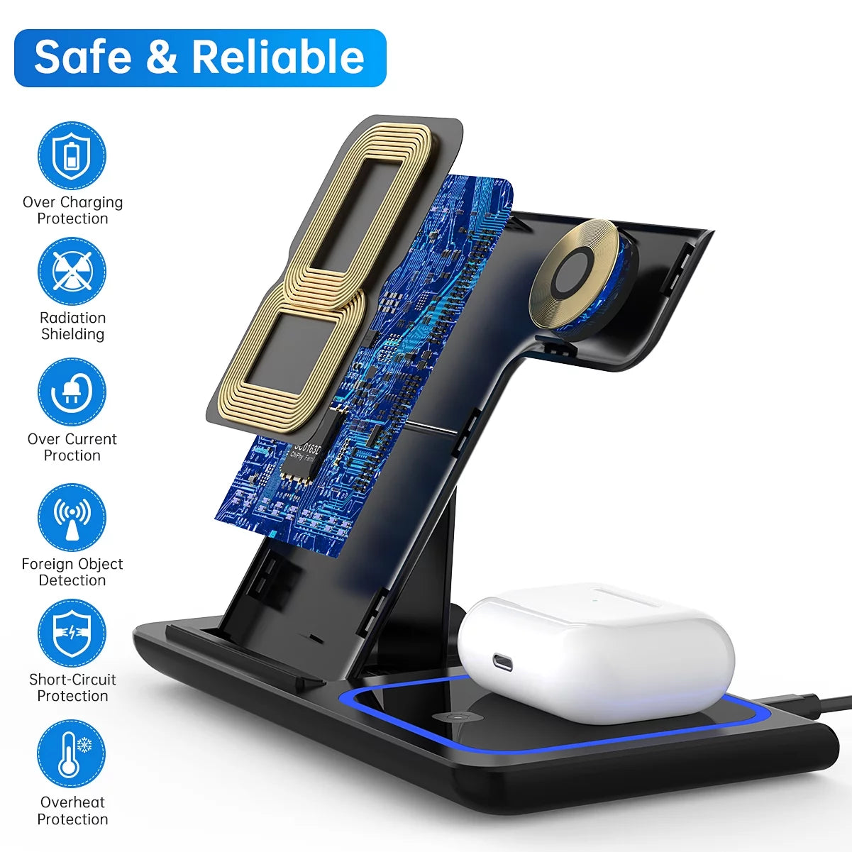 Ultimate 3-in-1 Wireless Charger Station - 18W Fast Charging for iPhone Pro Max/Plus, Compatible with Apple Watch