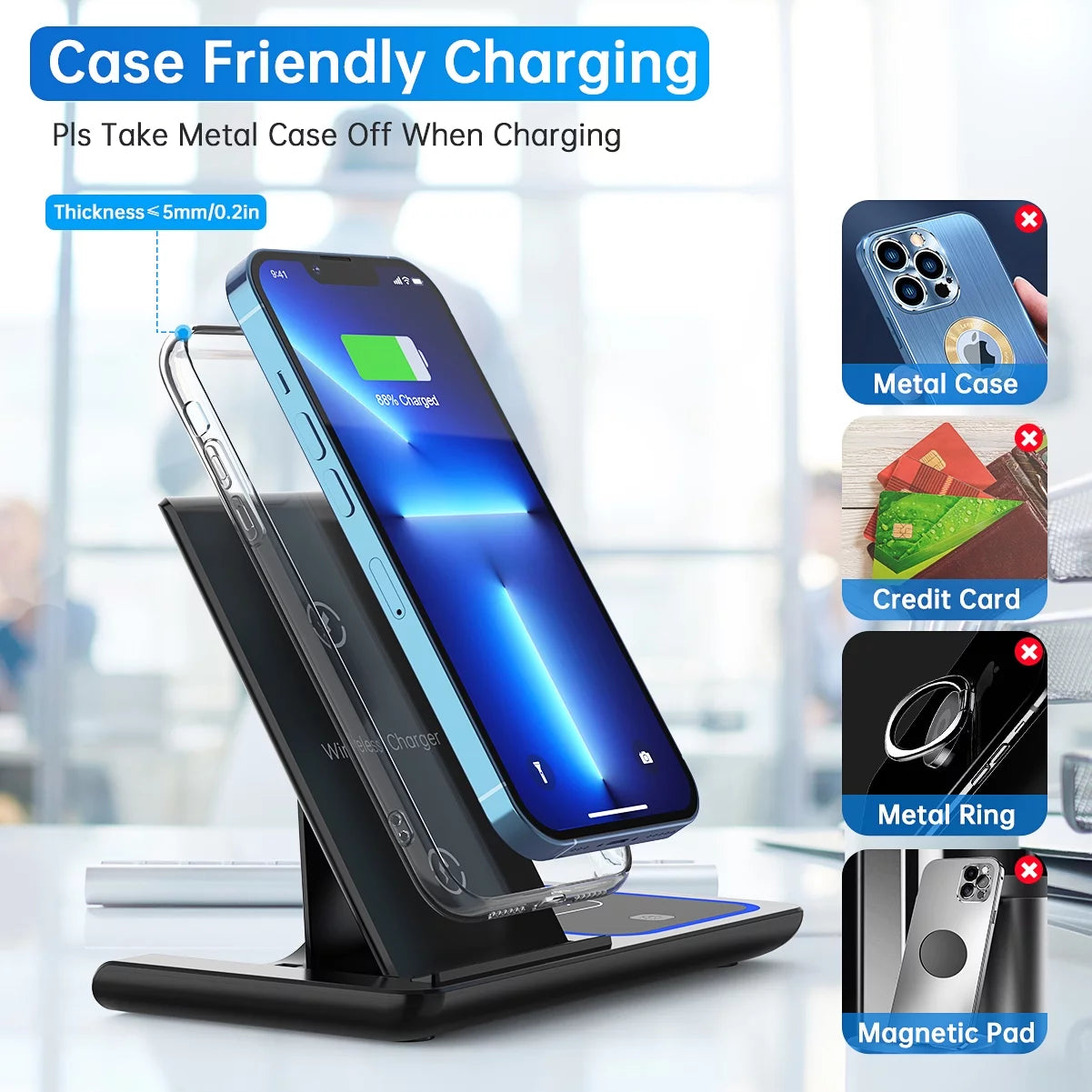 Ultimate 3-in-1 Wireless Charger Station - 18W Fast Charging for iPhone Pro Max/Plus, Compatible with Apple Watch