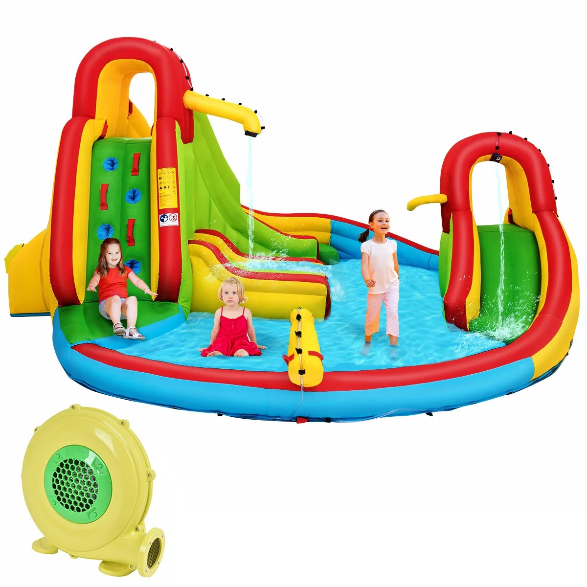 Ultimate Kids Inflatable Water Slide Bounce Park with Splash Pool, Water Cannon & 480W Blower - Fun for Ages 3-12!