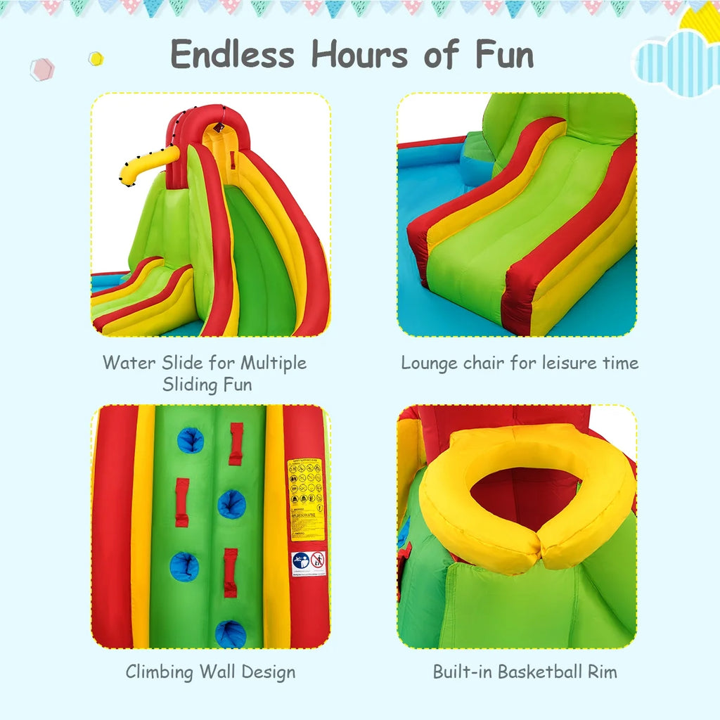 Ultimate Kids Inflatable Water Slide Bounce Park with Splash Pool, Water Cannon & 480W Blower - Fun for Ages 3-12!