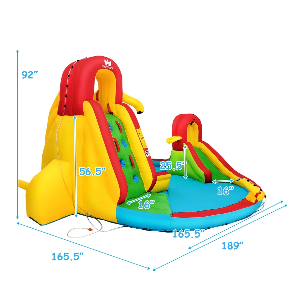 Ultimate Kids Inflatable Water Slide Bounce Park with Splash Pool, Water Cannon & 480W Blower - Fun for Ages 3-12!