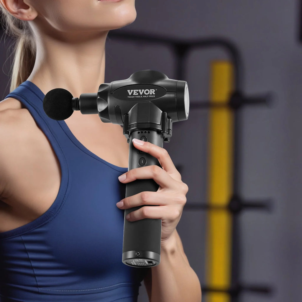 VEVOR Massage Gun Deep Tissue with 9 Speed Levels & 6 Massage Heads, 24V 2500Mah Batteries, Percussion Muscle Massager for Athletes, Handheld Electric Massage