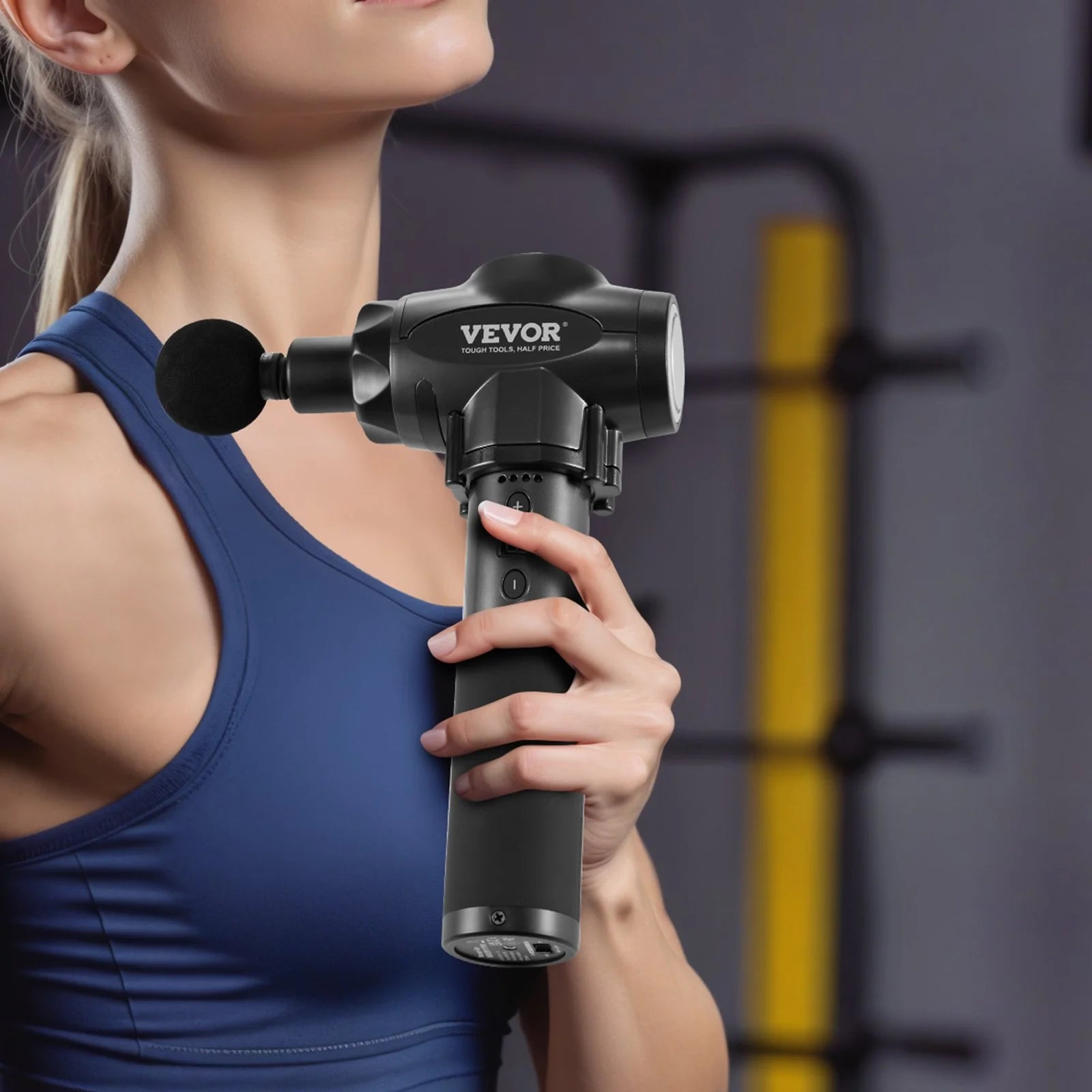 VEVOR Massage Gun Deep Tissue with 9 Speed Levels & 6 Massage Heads, 24V 2500Mah Batteries, Percussion Muscle Massager for Athletes, Handheld Electric Massage