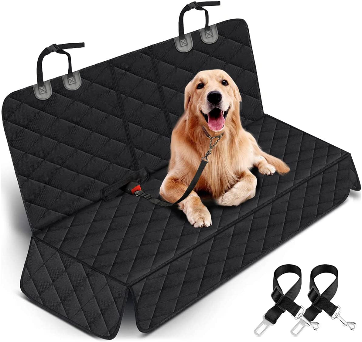 Premium Waterproof Dog Car Seat Cover - Non-Slip Back Seat Protector for Cars, Trucks & SUVs - Fits Middle Armrest - Black