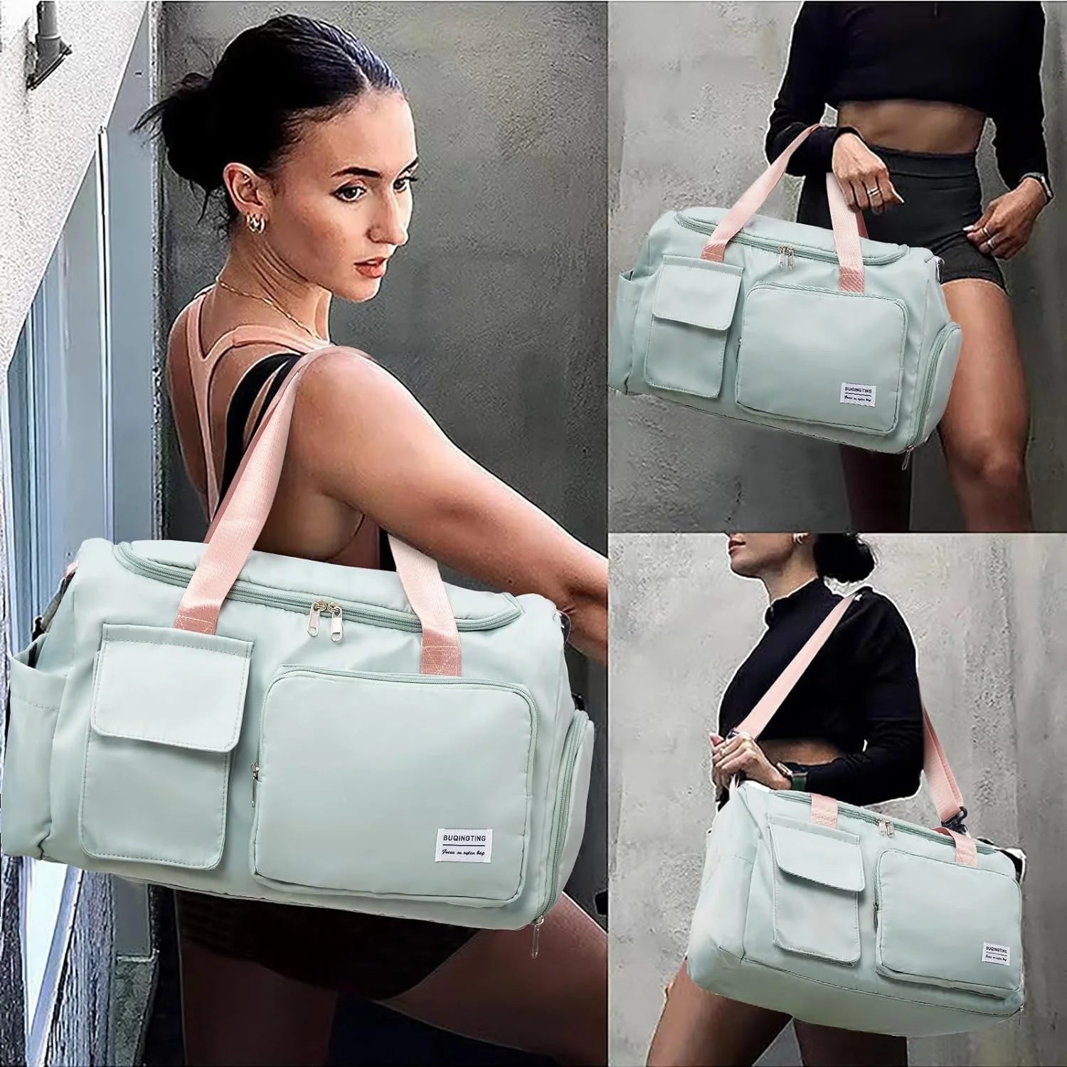 Stylish Waterproof Gym Bag for Women - Versatile Duffle with Shoe Compartment & Wet Pocket for Travel, Workouts, and Sports