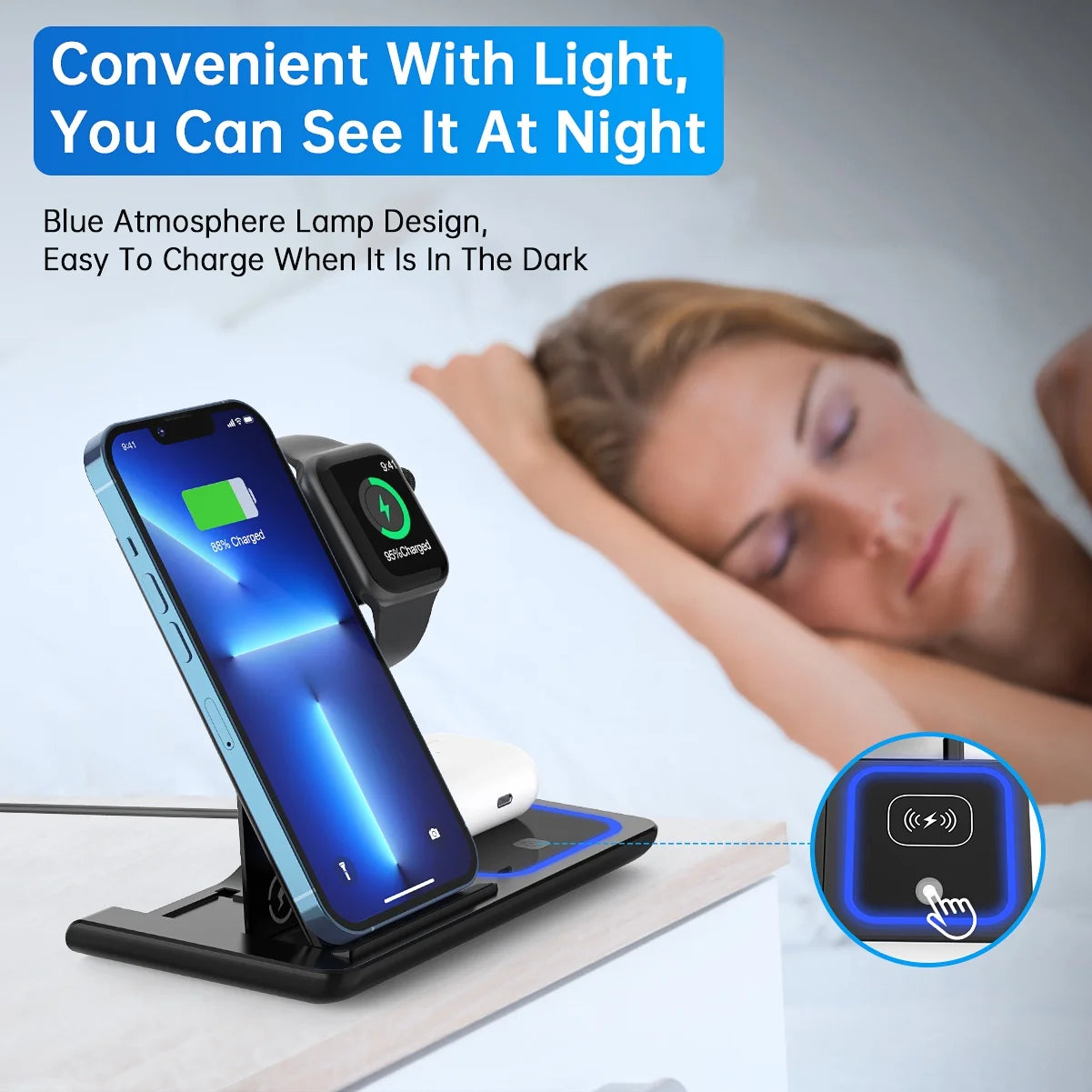 Ultimate 3-in-1 Wireless Charger Station - 18W Fast Charging for iPhone Pro Max/Plus, Compatible with Apple Watch