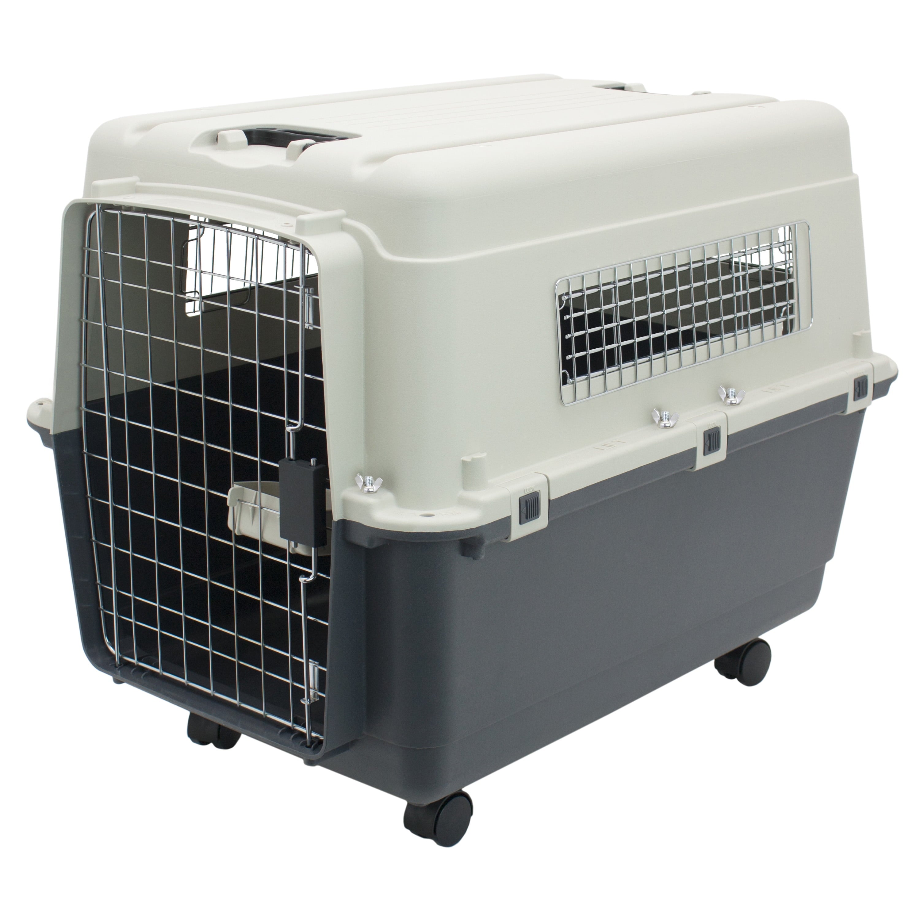 Airline Approved Plastic Dog Kennel with Wheels, Large