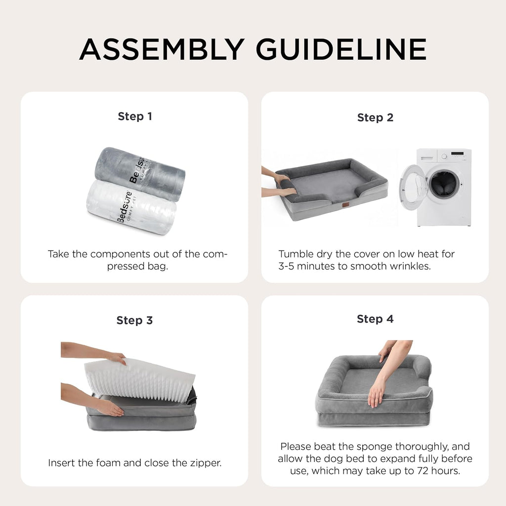 Orthopedic Dog Bed Medium Size Dogs -, Grey, 28"