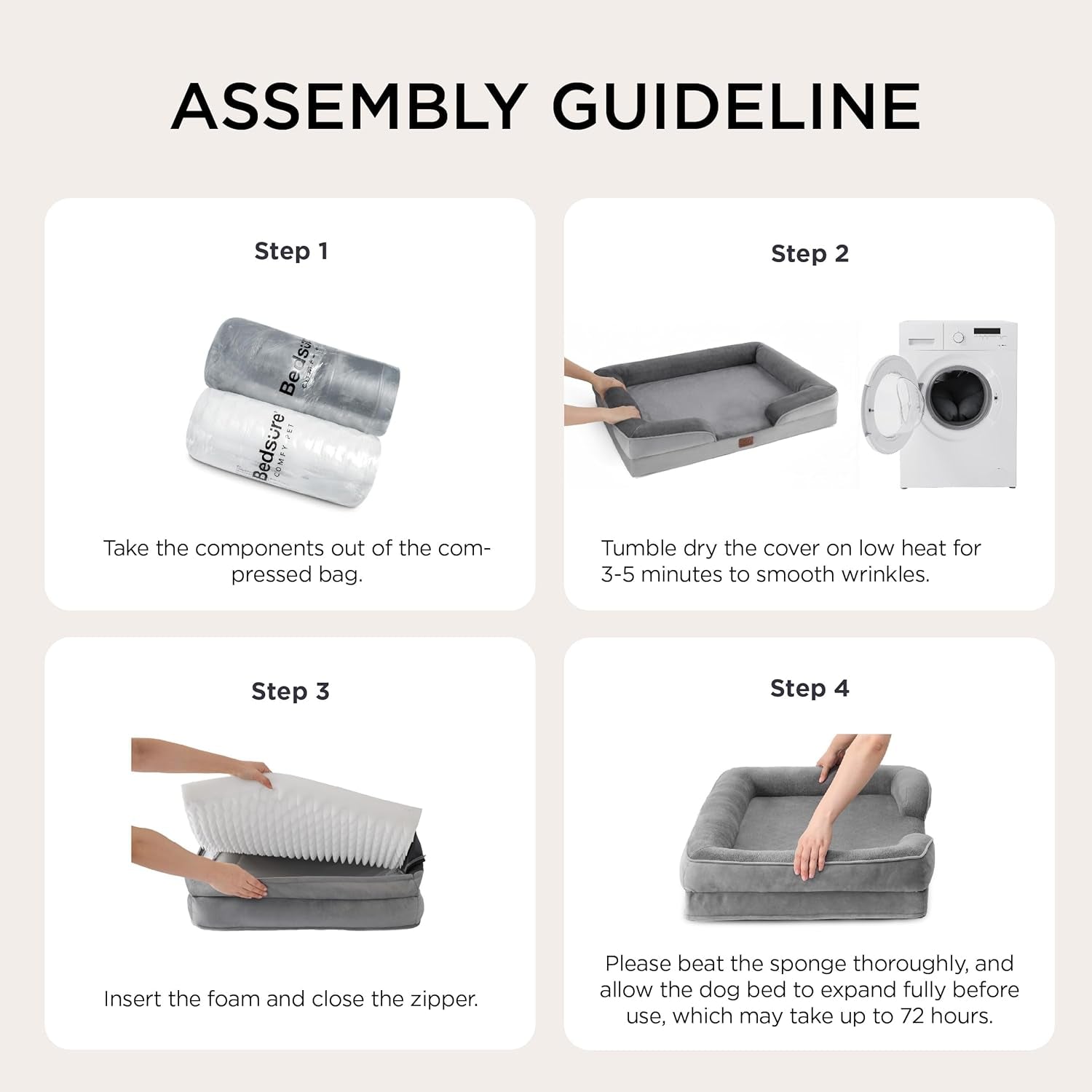 Orthopedic Dog Bed Medium Size Dogs -, Grey, 28"