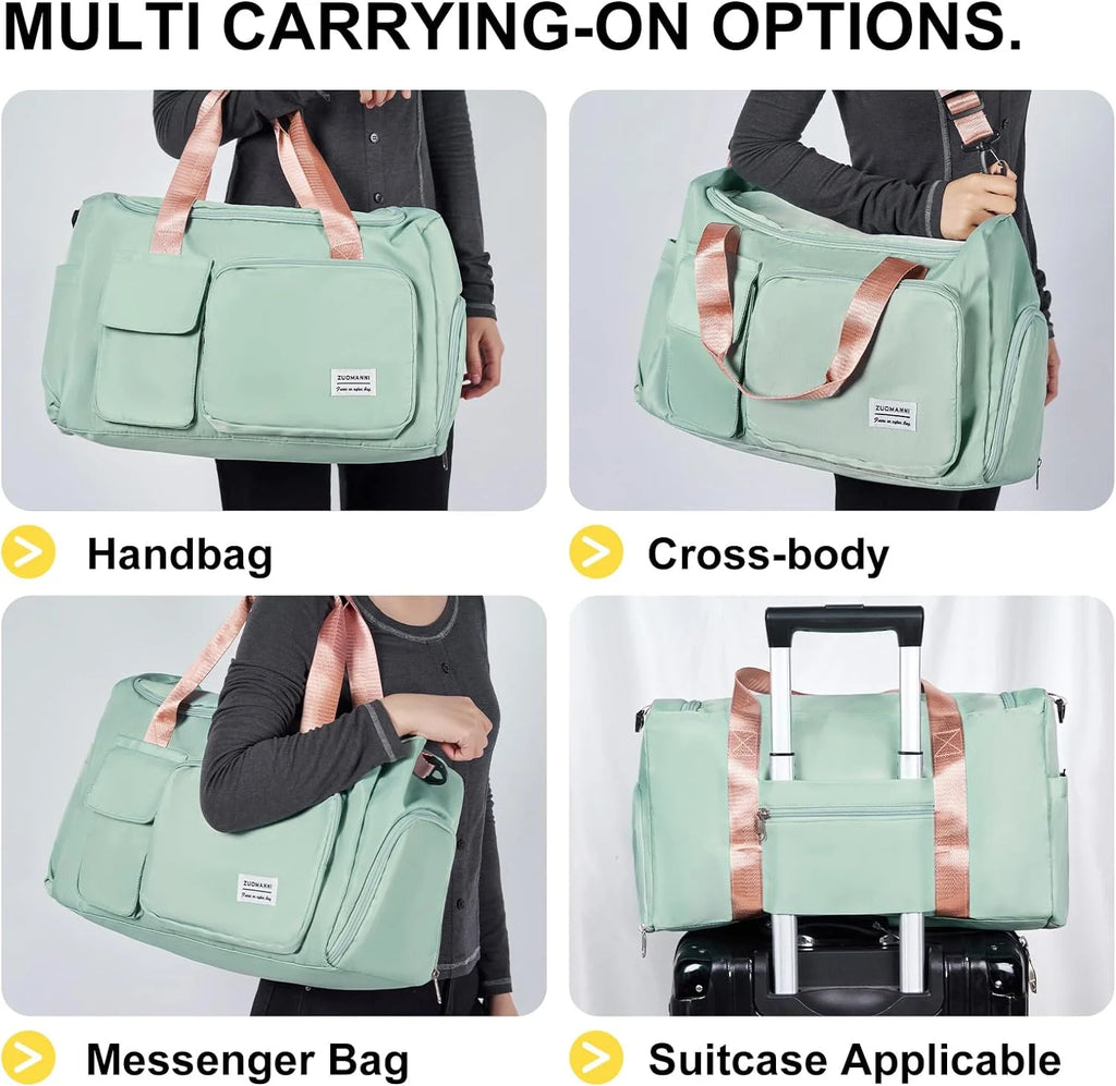 Stylish Waterproof Gym Bag for Women - Versatile Duffle with Shoe Compartment & Wet Pocket for Travel, Workouts, and Sports