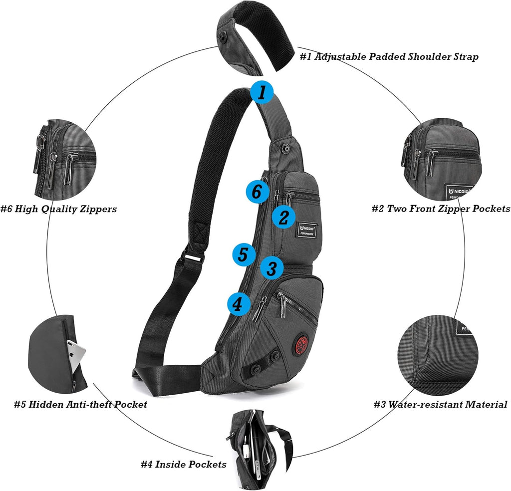 Sling Bag Chest Shoulder Backpack Crossbody Bags Casual Daypack 