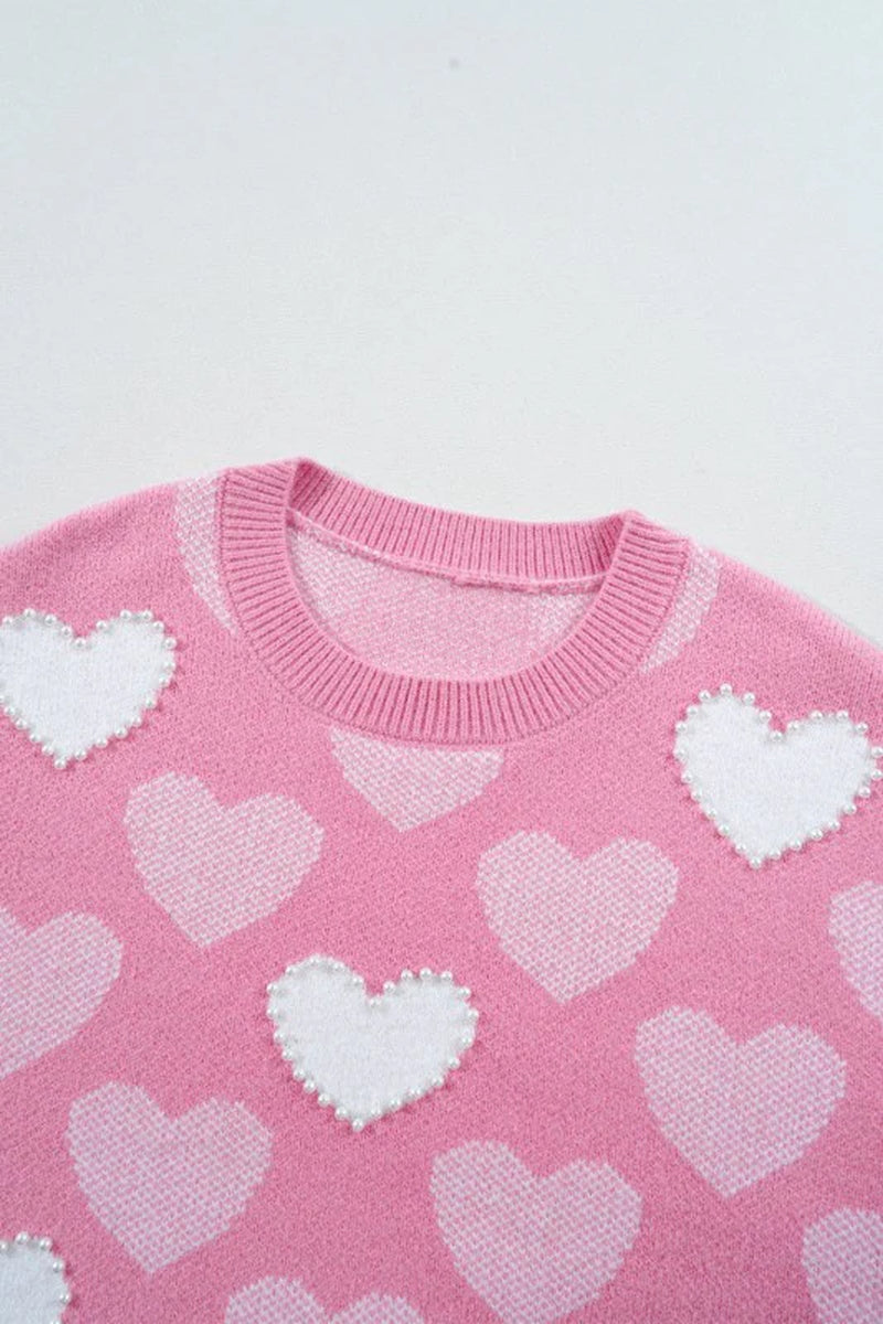 Valentine Heart Pearl Crewneck Sweater