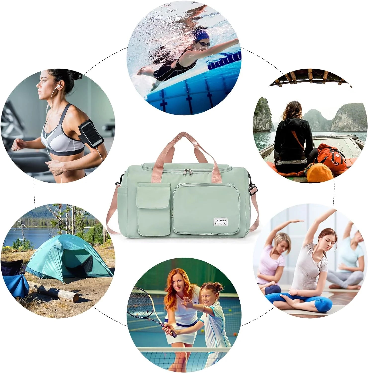 Stylish Waterproof Gym Bag for Women - Versatile Duffle with Shoe Compartment & Wet Pocket for Travel, Workouts, and Sports
