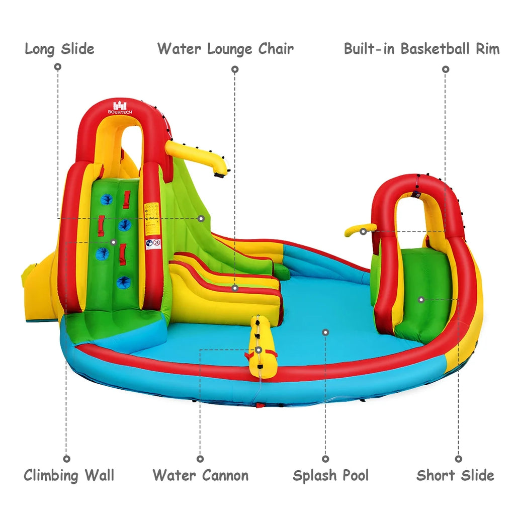 Ultimate Kids Inflatable Water Slide Bounce Park with Splash Pool, Water Cannon & 480W Blower - Fun for Ages 3-12!