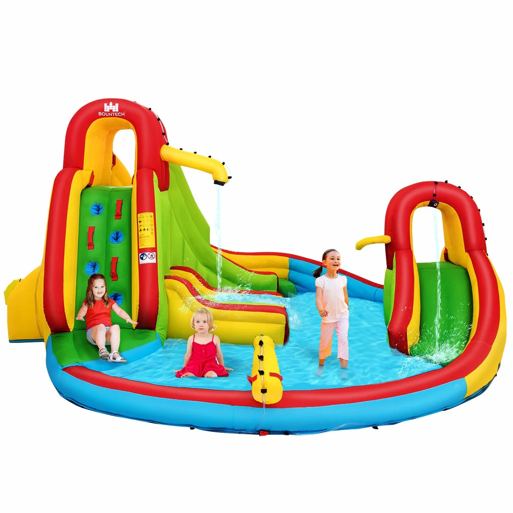 Ultimate Kids Inflatable Water Slide Bounce Park with Splash Pool, Water Cannon & 480W Blower - Fun for Ages 3-12!